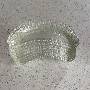 VINTAGE Set of 8 Clear Glass Crescent Dishes
